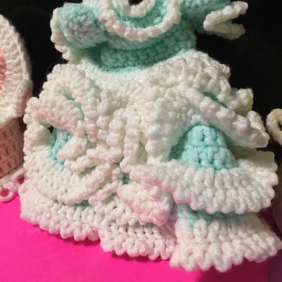 HANDMADE DOLL DRESS & (2) Chair Pincushions - Picture 2 of 9